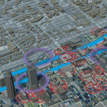 Computer generated visualization of downtown Atlanta.