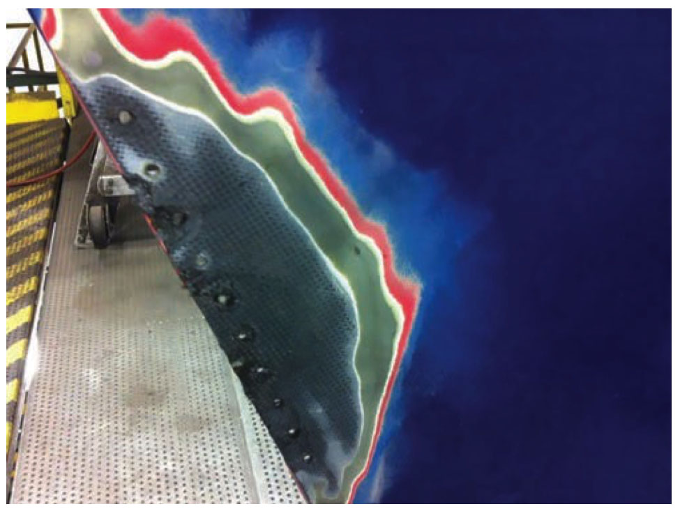 Figure 4. Rudder damage on a Boeing 767 from a lightning strike. (Source: Delta Air Lines)