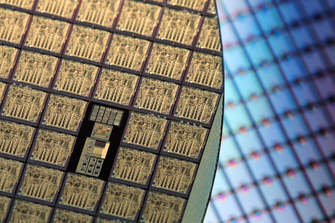 Macro of silicon semiconductor wafer.