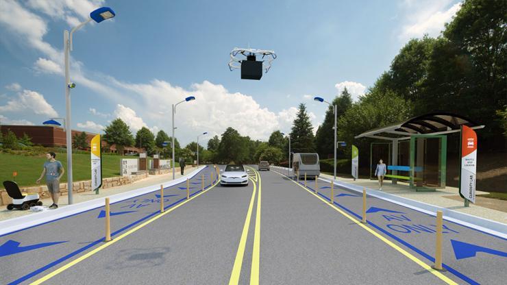 <p>A rendering of the autonomous vehicle test track at Curiosity Lab at Peachtree Corners. (Courtesy: Peachtree Corners)</p>
