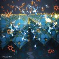 A colorful graphic illustration on the cover of Advanced Materials
